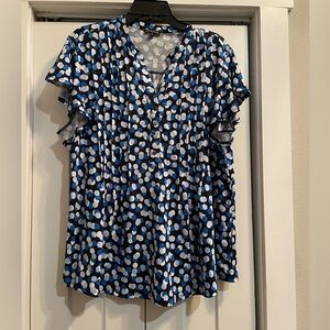 Ava & Grace Blue and White Polka Dot Blouse